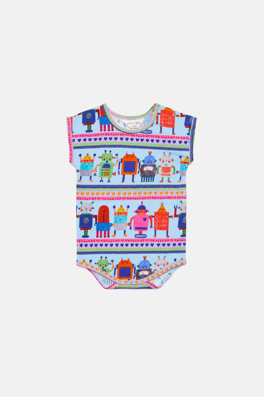 Gorman - Robots Baby Onesie - blue