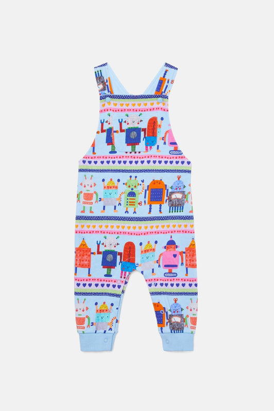 Gorman - Robots Baby Overalls - blue