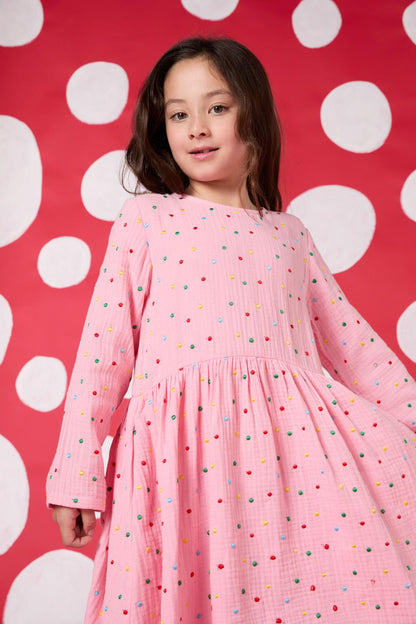 Gorman - Emb Spot Kids Dress - pink