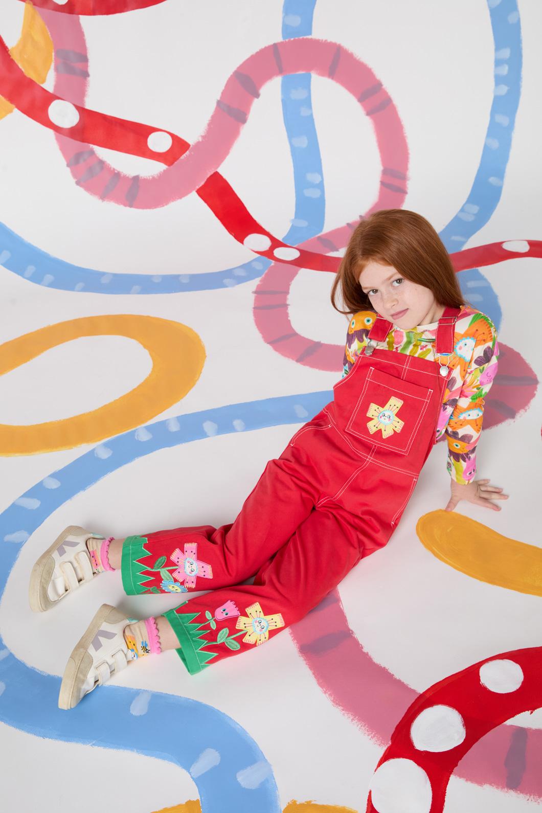 Gorman - Red Floral Kids Overalls - red