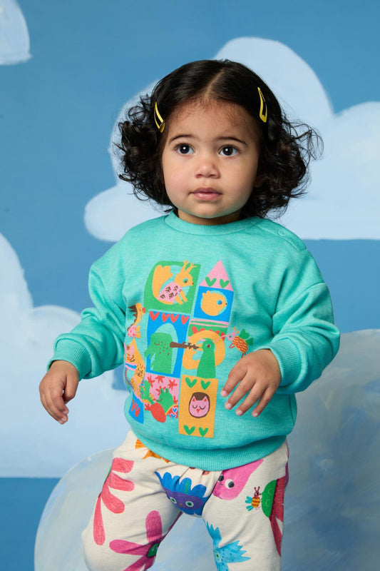 Gorman - Looking Out Baby Sweater - teal
