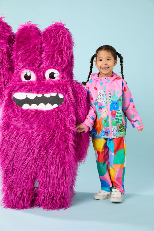 Gorman - Monsters Kids Border Raincoat - pink