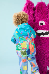 Gorman - Monsters Kids Border Raincoat - teal