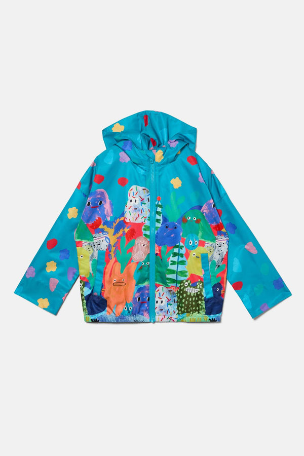 Gorman - Monsters Kids Border Raincoat - teal