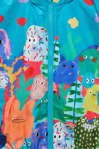 Gorman - Monsters Kids Border Raincoat - teal