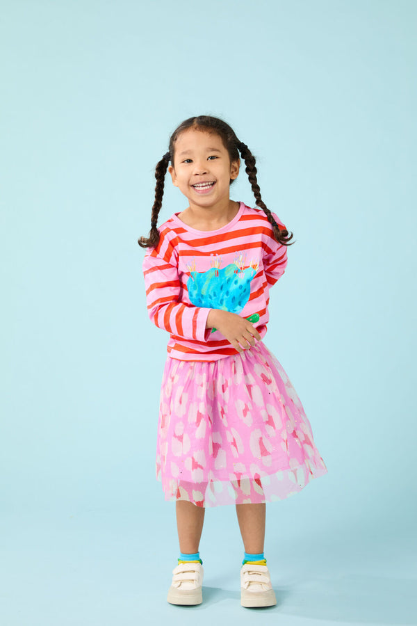 Gorman - Pink Leopard Kids Mesh Skirt - pink