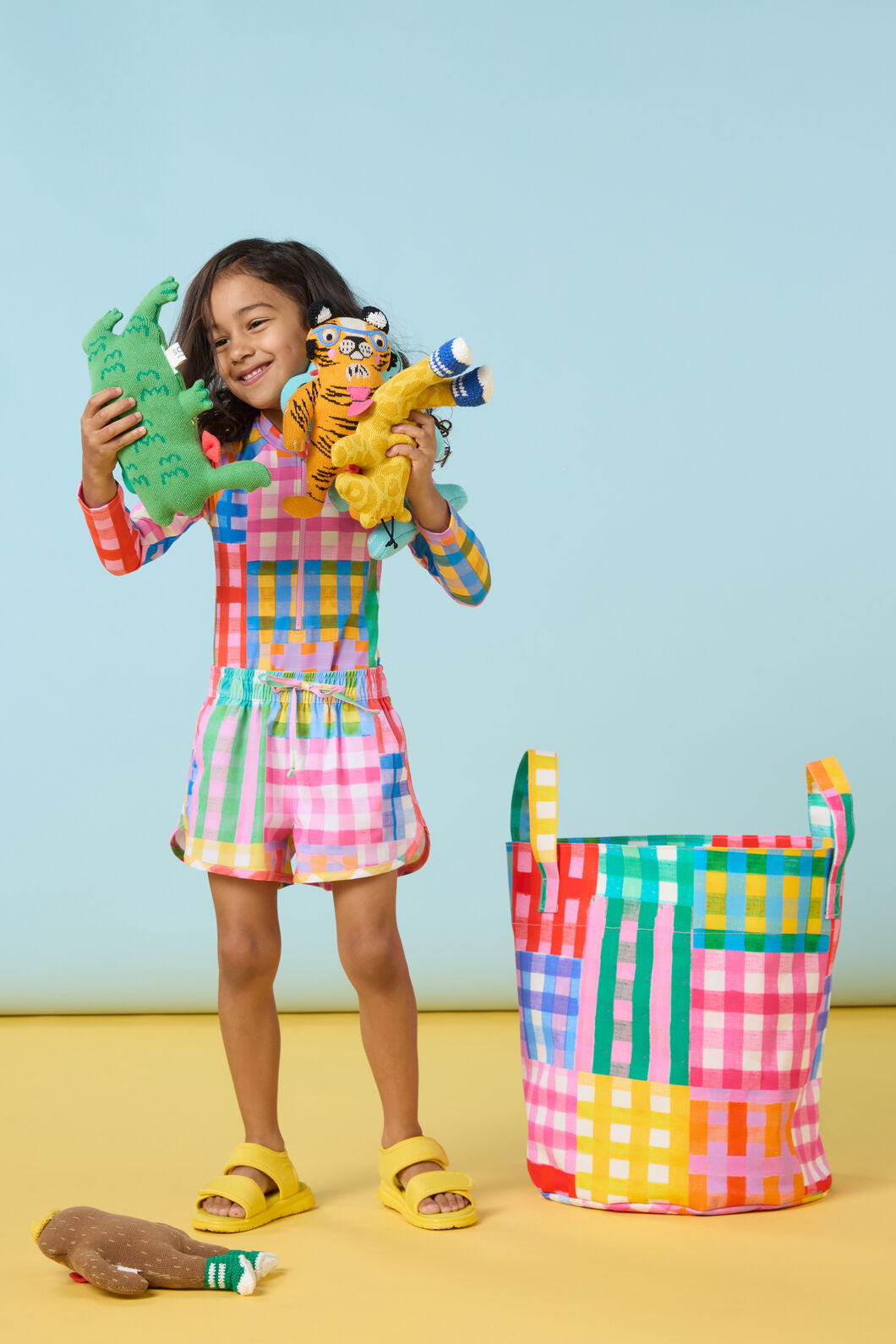 Gorman - Vichy Check Kids Toy Basket - multi