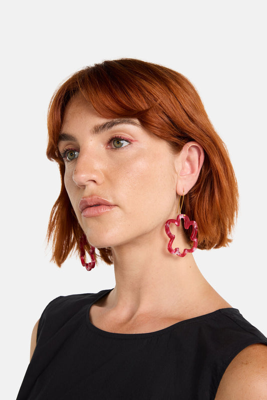 Gorman - Mega Daisy Earrings Red - red