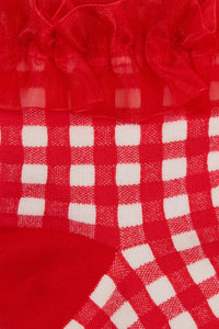 Gorman - Red Gingham Ruffle Sock - multi