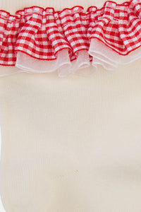 Gorman - Cream Gingham Ruffle Sock - multi