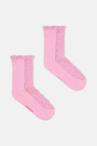 Gorman - Lace Crew Socks W Pink - pink
