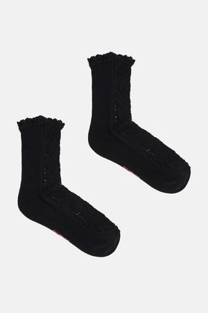 Gorman - Lace Crew Socks W Black - black