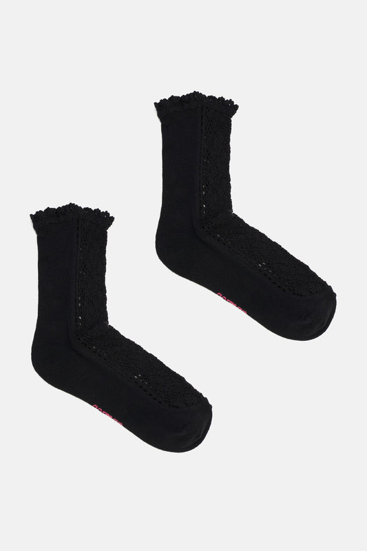 Gorman - Lace Crew Socks W Black - black