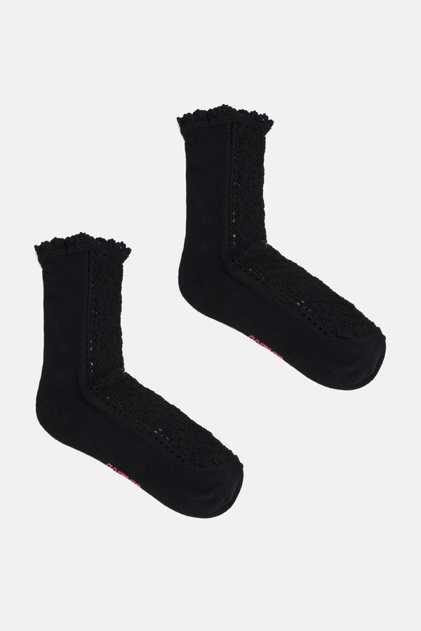 Gorman - Lace Crew Socks W Black - black