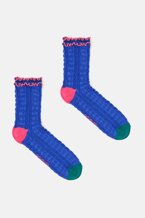 Gorman - Wiggle Pointelle Sock Blue - blue