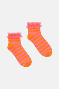 Gorman - Poetry Stripe Ruffle Ankle Socks - multi