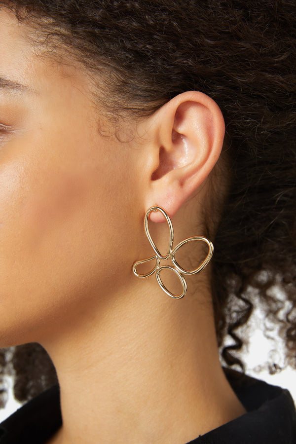Gorman - Brushed Floral Gold Earrings - gold