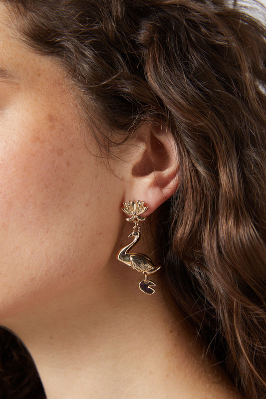 Gorman - Golden Swan Earrings - gold