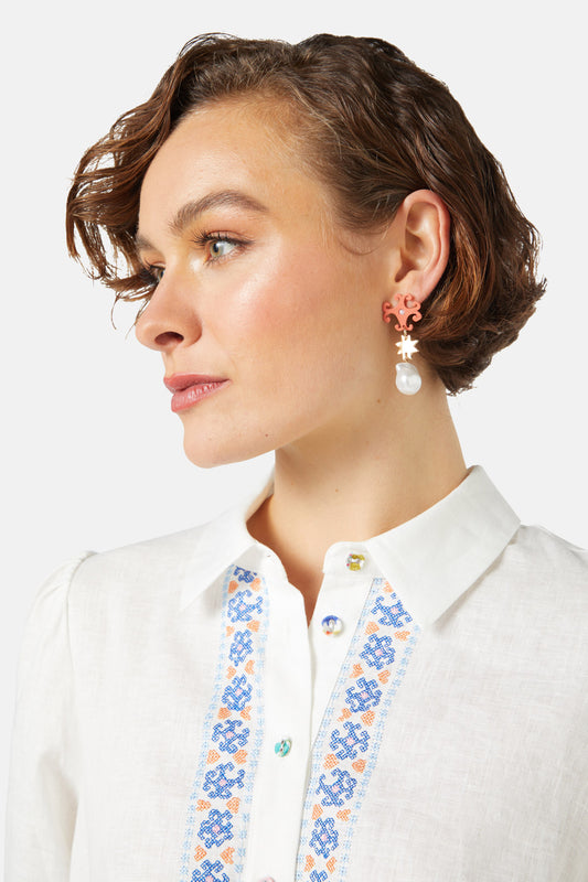 Gorman - Stained Glass Pearl Earrings - multi
