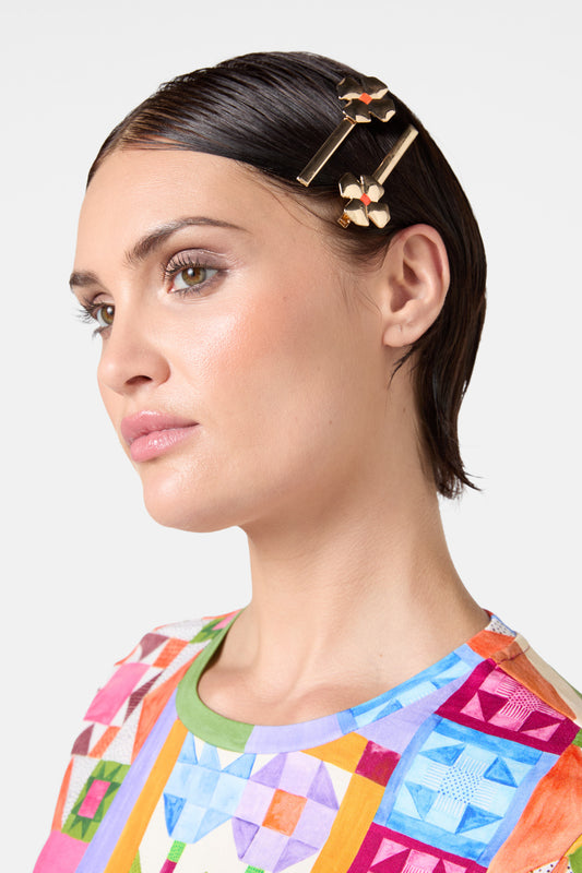 Gorman - Gold Flower Hair Pin S/2 - gold