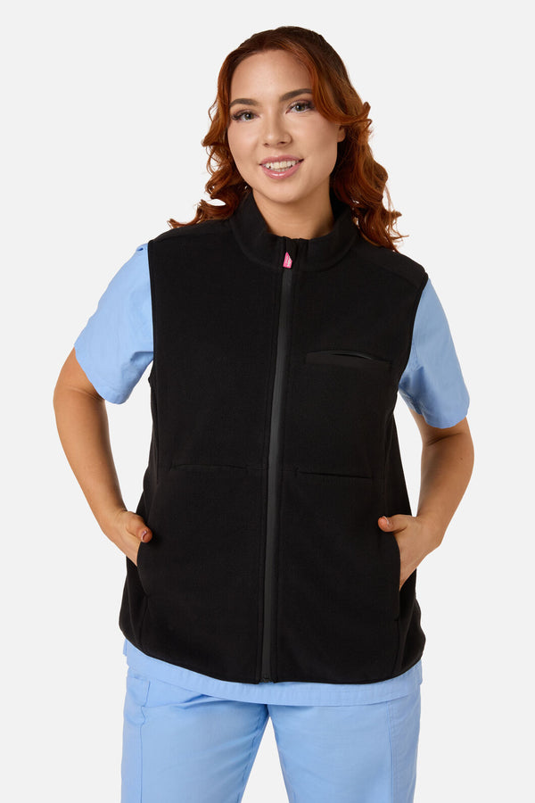 Gorman - Black Polar Fleece Scrub Vest - black