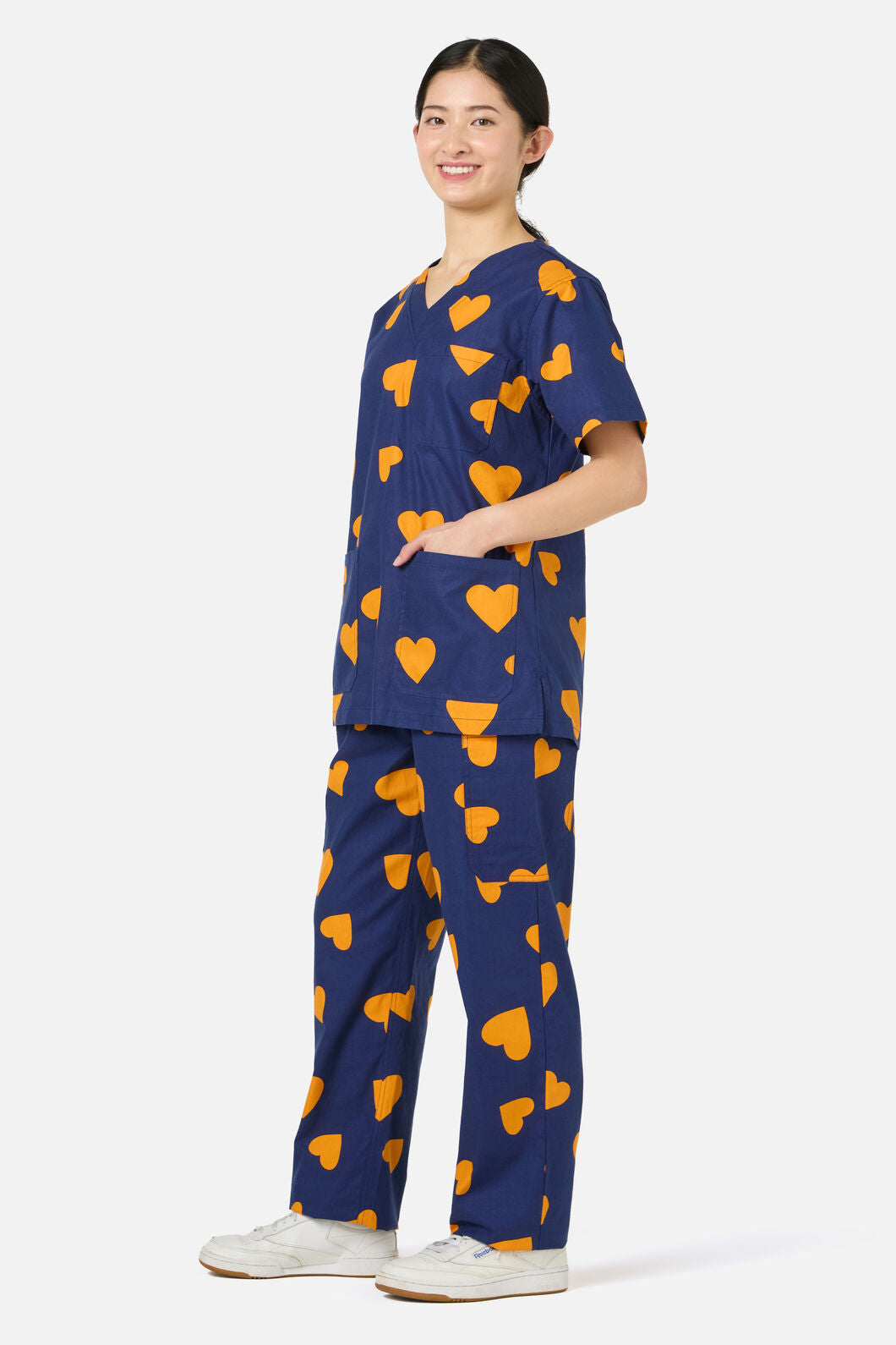 Gorman - Orange Hearts Scrub Set - navy