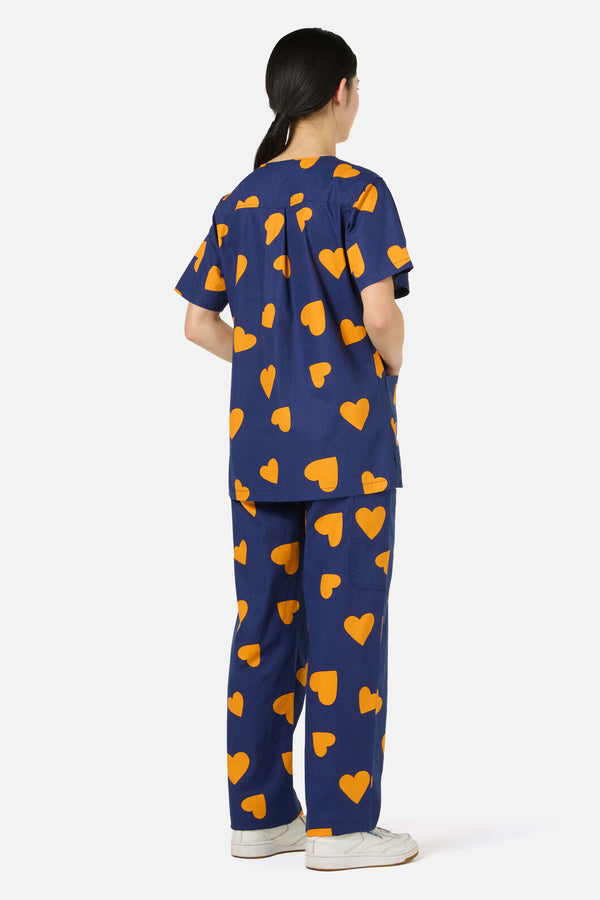 Gorman - Orange Hearts Scrub Set - navy