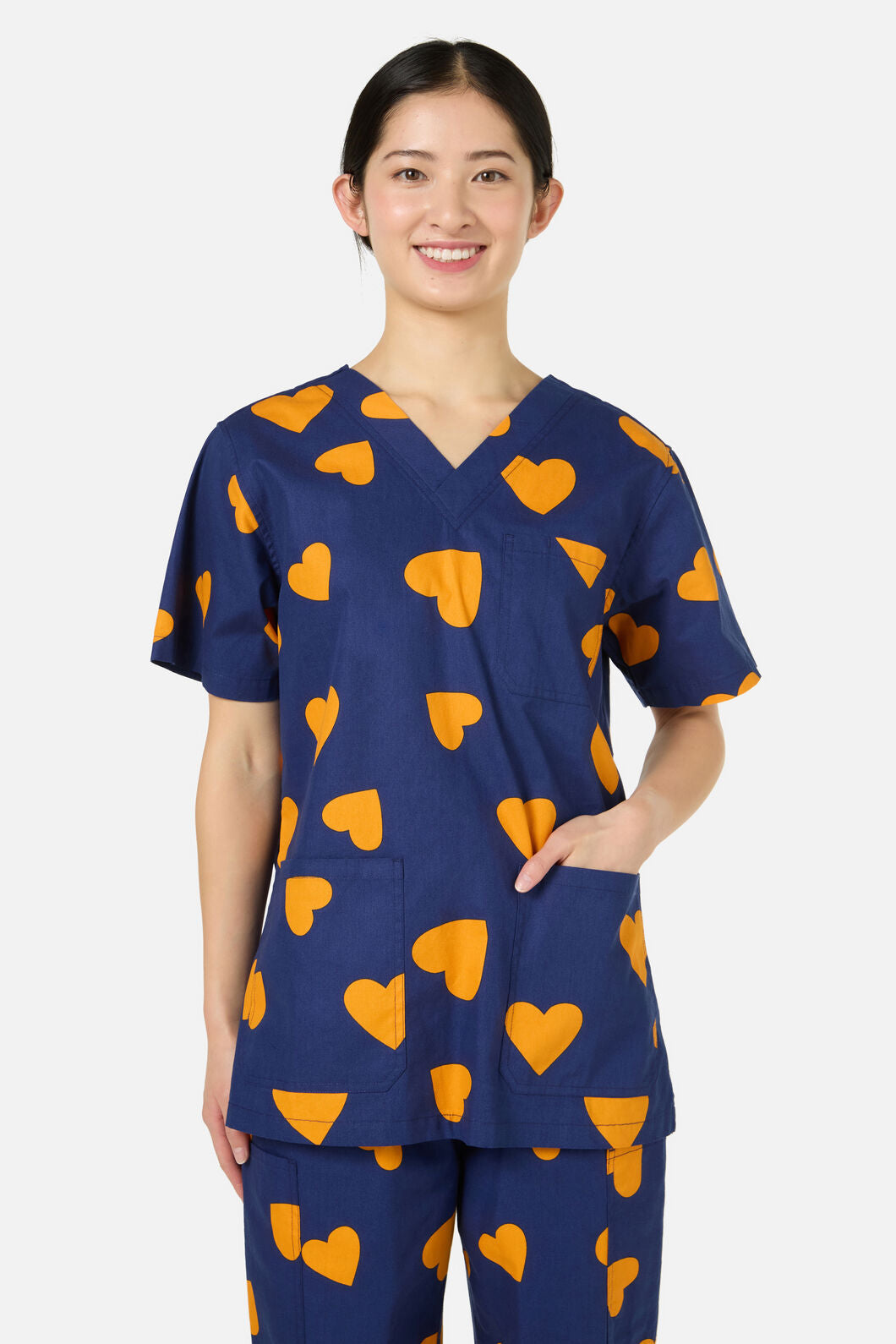 Gorman - Orange Hearts Scrub Set - navy