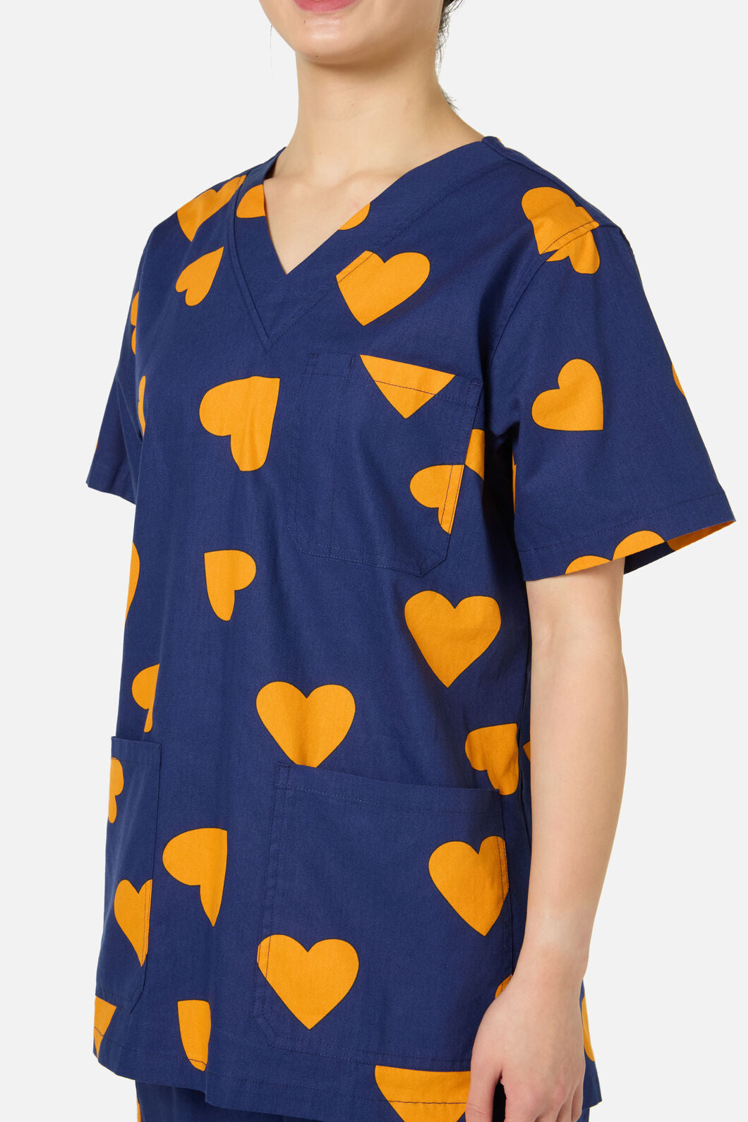 Gorman - Orange Hearts Scrub Set - navy