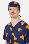 Gorman - Orange Hearts Scrub Hat - navy