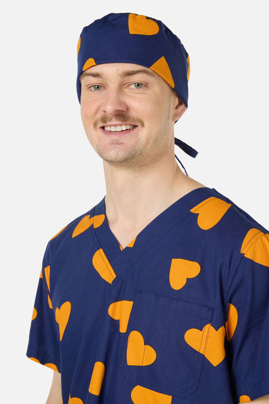 Gorman - Orange Hearts Scrub Hat - navy