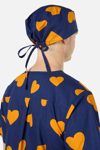 Gorman - Orange Hearts Scrub Hat - navy