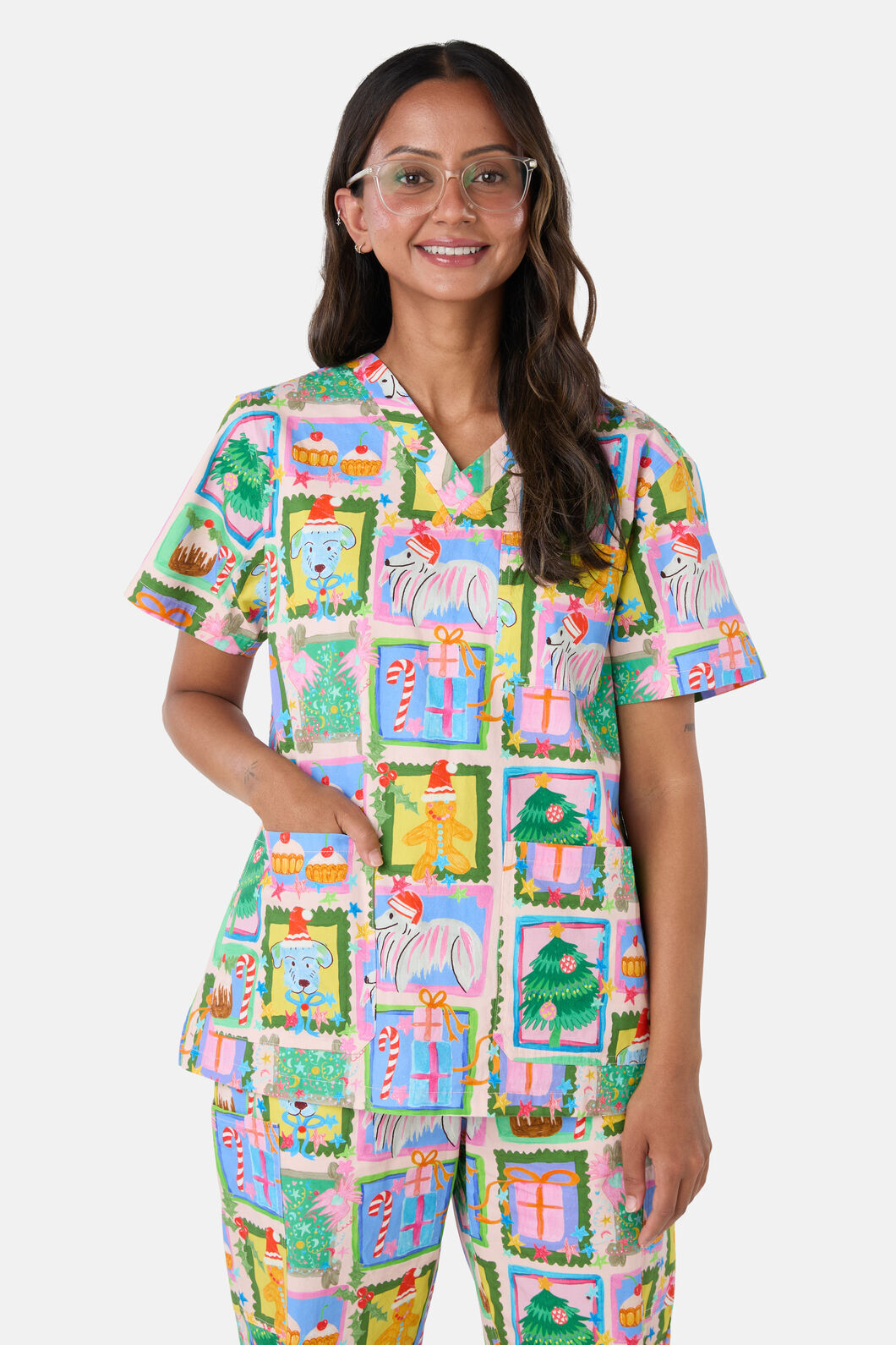 Gorman - Holiday Pups Scrub Set - pink