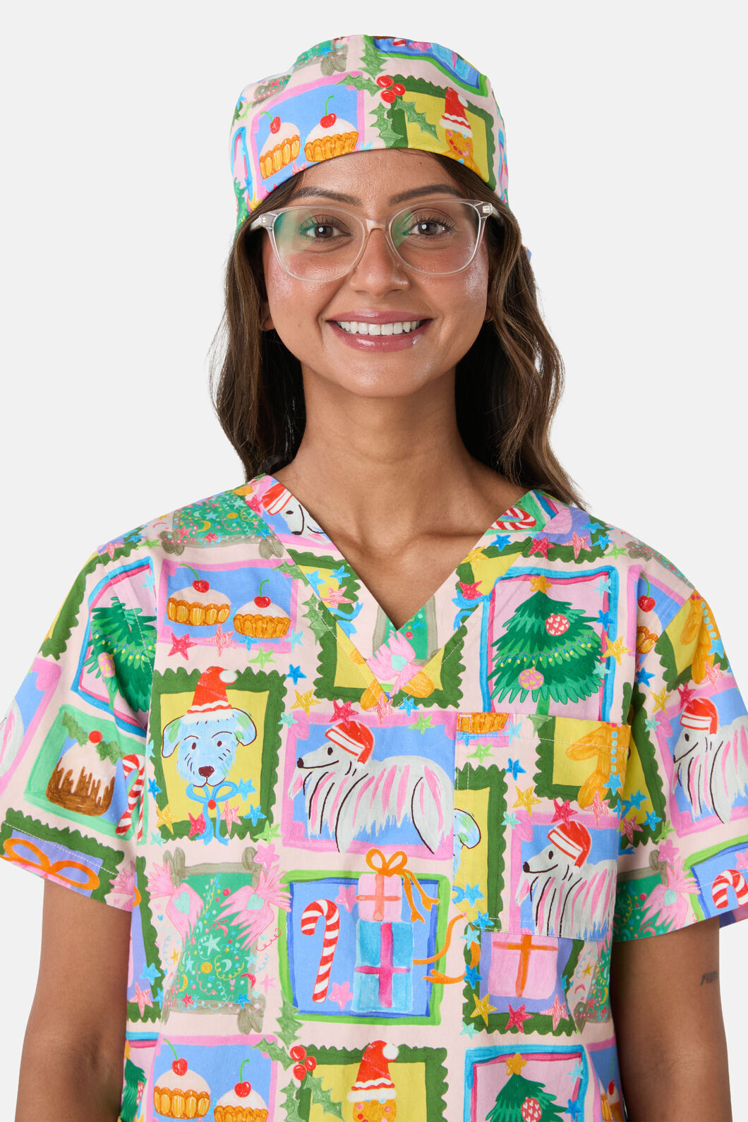 Gorman - Holiday Pups Scrub Hat - pink