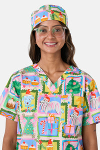 Gorman - Holiday Pups Scrub Hat - pink