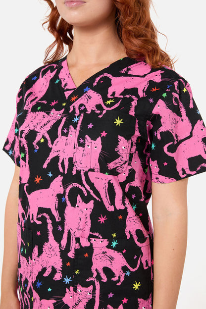 Gorman - Feline Friends Scrub set - pink