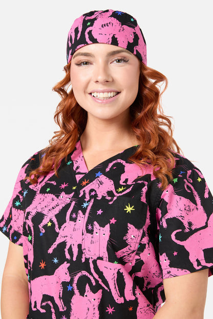 Gorman - Feline Friends scrub hat - pink