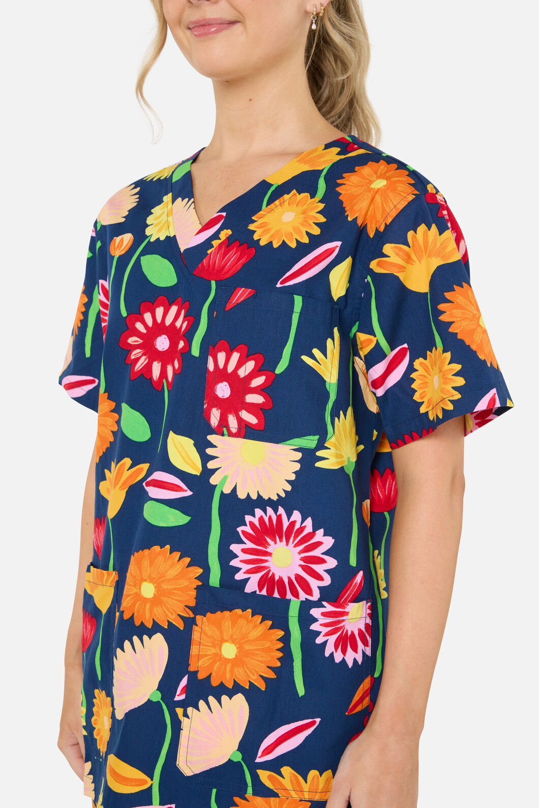 Gorman - Sunshine Flowers scrub set - navy