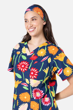 Gorman - Sunshine Flowers Scrub Headband - navy