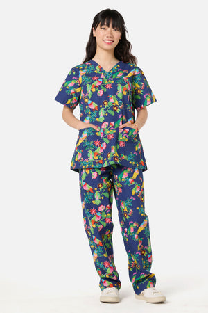 Gorman - Party Parrots scrub set - navy