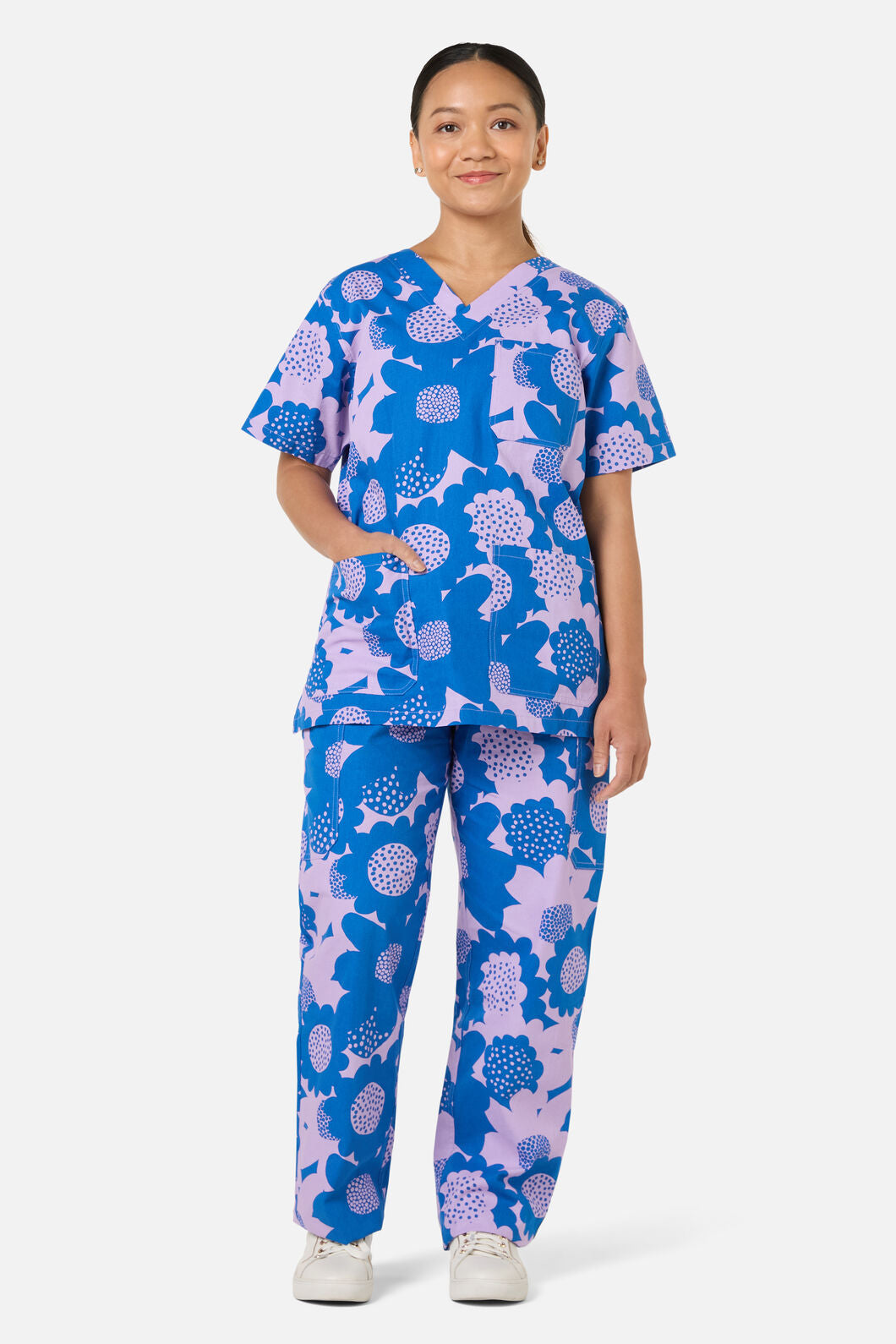 Gorman - Jumbo Flowers Scrub Set - blue