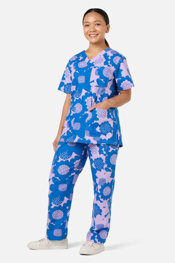 Gorman - Jumbo Flowers Scrub Set - blue