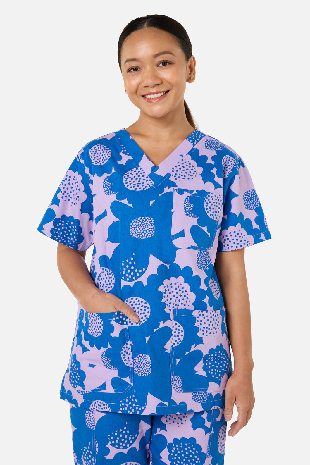 Gorman - Jumbo Flowers Scrub Set - blue