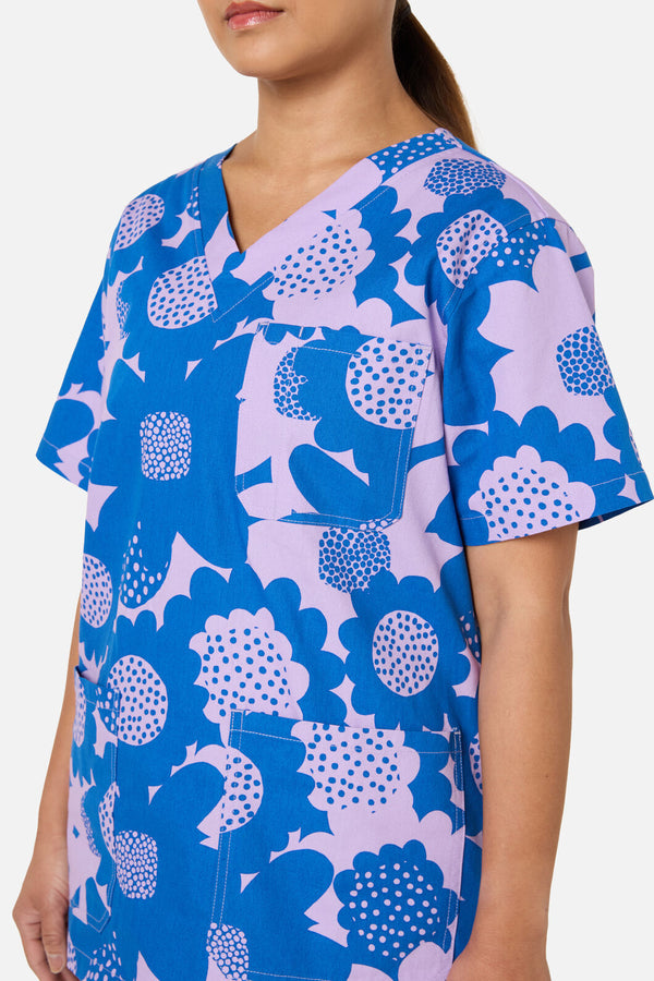 Gorman - Jumbo Flowers Scrub Set - blue