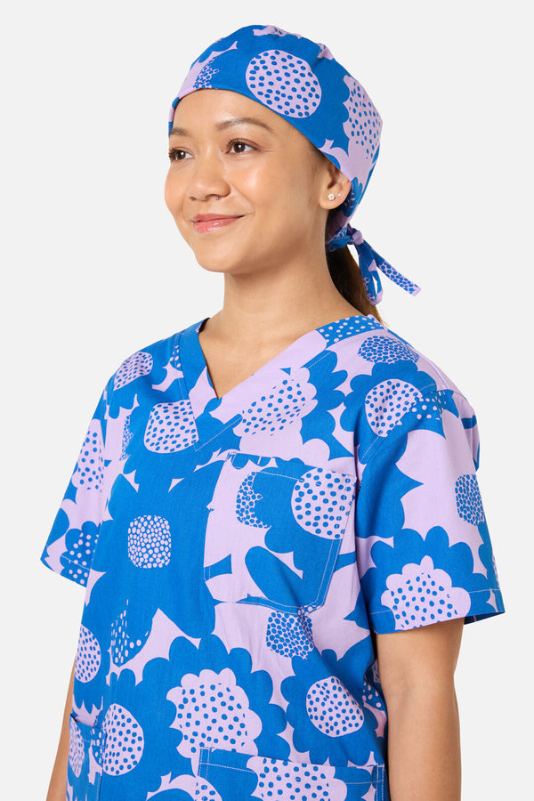 Gorman - Jumbo Flowers Scrub Hat - blue