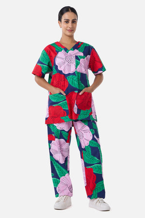 Gorman - Camellia Floral Scrub Set - navy