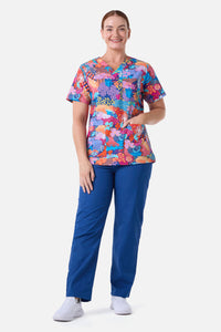 Gorman - Collage Scrub Top & Pant Set - navy