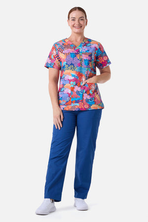 Gorman - Collage Scrub Top & Pant Set - navy