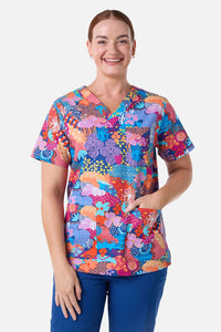 Gorman - Collage Scrub Top & Pant Set - navy