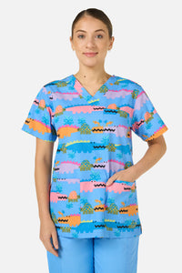 Gorman - Croc Snap Top & Pant Scrub Set - blue